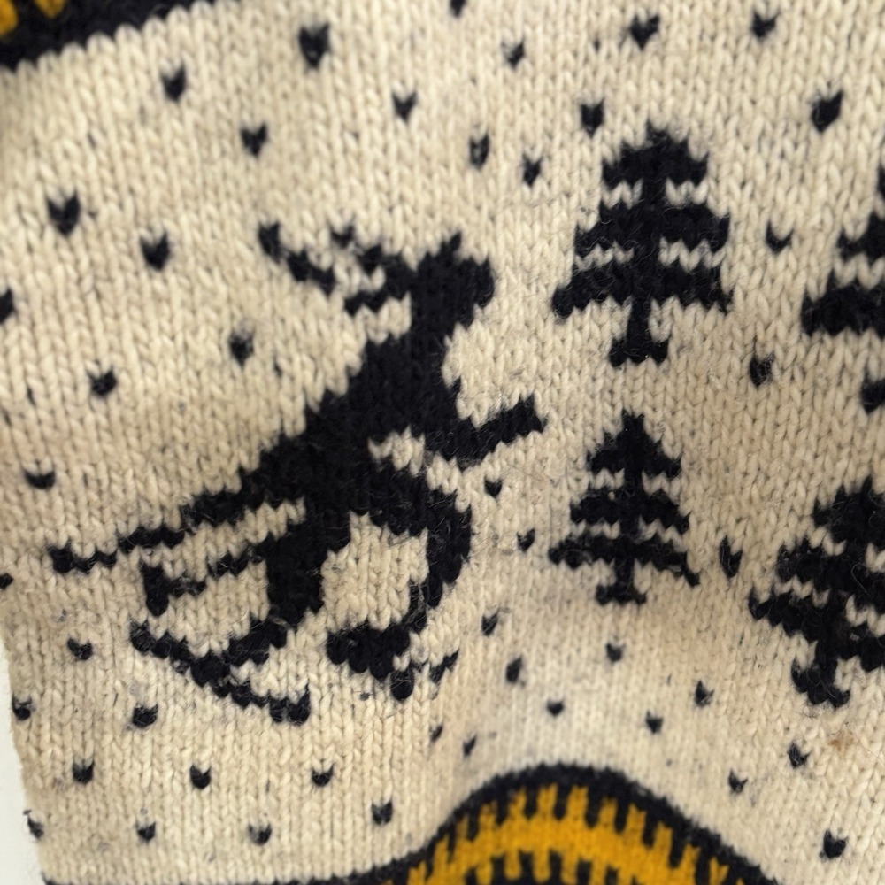 Vintage 80s Ski Lodge mens heavy wool fair isle sweater large - Picture 3 of 9